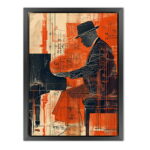 Pianist mit Hut als Leinwandbild Kunstdruck mit Holzrahmen