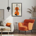 Die Geige des Musikers als Leinwandbild Kunstdruck mit Holzrahmen – Bild 4