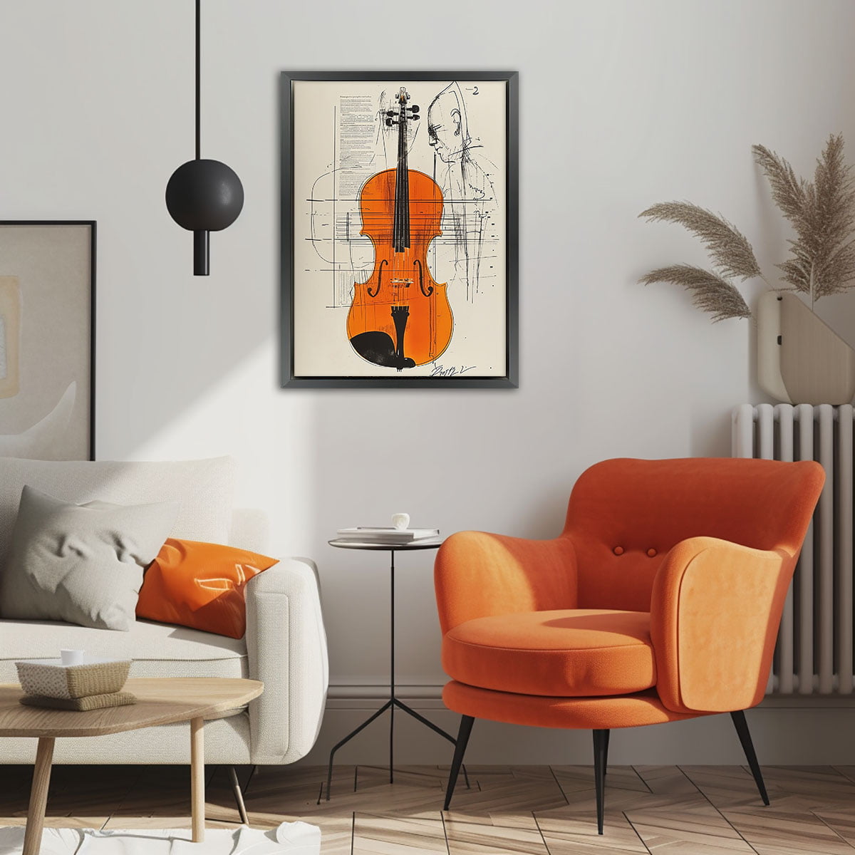 Die Geige des Musikers als Leinwandbild Kunstdruck mit Holzrahmen – Bild 4