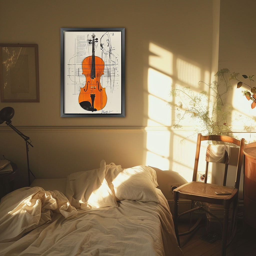 Die Geige des Musikers als Leinwandbild Kunstdruck mit Holzrahmen – Bild 3