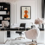 Die Geige des Musikers als Leinwandbild Kunstdruck mit Holzrahmen – Bild 2