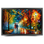 Liebespaar im Regen Gemälde als Kunstdruck auf Leinwand mit Rahmen – Bild 3