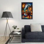 Amsterdamer Grachten Gemälde als Kunstdruck auf Leinwand mit Rahmen – Bild 2