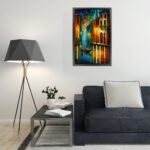 Romantisches Venedig Gemälde als Kunstdruck auf Leinwand mit Rahmen – Bild 4