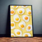 Spiegeleier auf gelben Hintergrund Küchenposter Wandkunst für Esszimmer und Küche