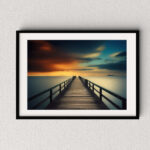 Steg auf Wasser mit Sonnenuntergang als Poster, Leinwandbild oder Bild mit Rahmen – Bild 5