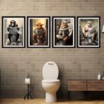 Lustige Bilder Tiere lesen Zeitung auf Toilette Poster Set – Bild 2