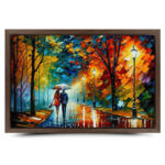 Liebespaar im Regen Gemälde als Kunstdruck auf Leinwand mit Rahmen