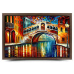 Rialtobrücke in Venedig Gemälde als Kunstdruck auf Leinwand mit Rahmen