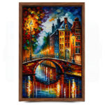 Amsterdamer Grachten Gemälde als Kunstdruck auf Leinwand mit Rahmen – Bild 4