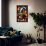 Amsterdamer Grachten Gemälde als Kunstdruck auf Leinwand mit Rahmen – Bild 3