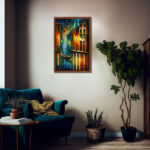 Romantisches Venedig Gemälde als Kunstdruck auf Leinwand mit Rahmen – Bild 5