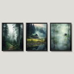 Deutscher Wald 3er Bilder Set ohne Bilderrahmen für Wohnzimmer Schlafzimmer Büro – Bild 2