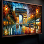 Champs Élysées Arc de Triomphe Paris Frankreich Gemälde als Kunstdruck auf Leinwand mit Rahmen – Bild 4