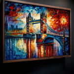 London Tower Bridge Gemälde als Kunstdruck auf Leinwand mit Rahmen – Bild 2