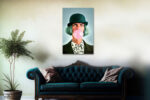 Porträt mit Hut und rosa Kaugummiblase Leinwandbild bis 120 x 80 cm – Bild 3