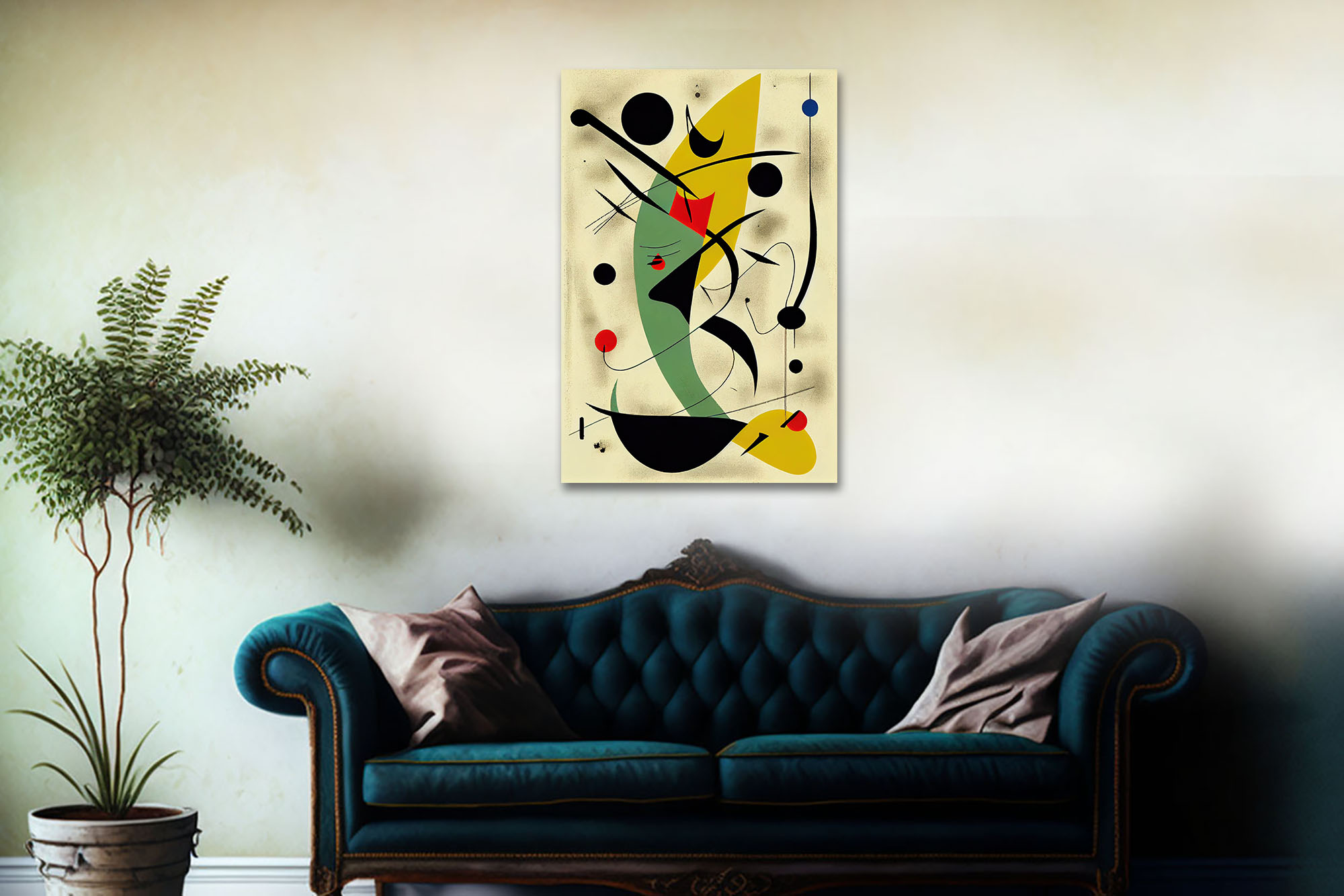 Der stehende Fisch J. Miro Stil Leinwandbild – Bild 2