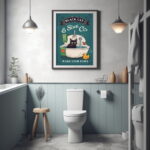 Toiletten Poster "WASH YOUR PAWS" Katzenbild für Bad oder Gäste-WC – Bild 2