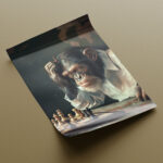 Schimpanse beim Schachspiel Kunstdruck Poster Bild zum Einrahmen Wandkunst für Wohnzimmer, Schlafzimmer, Büro – Bild 2