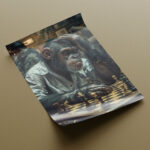 Schimpanse überlegt beim Schachspiel Kunstdruck Poster Bild zum Einrahmen Wandkunst für Wohnzimmer, Schlafzimmer, Büro – Bild 4