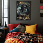 Schimpanse überlegt beim Schachspiel Kunstdruck Poster Bild zum Einrahmen Wandkunst für Wohnzimmer, Schlafzimmer, Büro – Bild 3