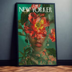 New Yorker Magazin schöne Frau in bunten Blumen Kunstdruck Fotoposter Wanddekoration Wandbild