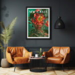 New Yorker Magazin schöne Frau in bunten Blumen Kunstdruck Fotoposter Wanddekoration Wandbild – Bild 2