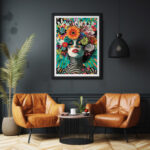New Yorker Magazin Model im Blumenmeer Kunstdruck Fotoposter Wanddekoration Wandbild – Bild 2