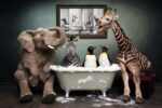 Lustige Badewanne Tierbilder Poster Set für Badezimmer – Bild 7