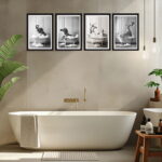 Lustige Badewanne Tierbilder Poster Set für Badezimmer – Bild 2