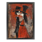 Verliebtes Paar in romantischer Atmosphäre als Leinwandbild Kunstdruck mit Rahmen