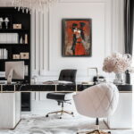 Verliebtes Paar in romantischer Atmosphäre als Leinwandbild Kunstdruck mit Rahmen – Bild 2