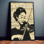 New Yorker Magazin Musikerin und ihre Noten Kunstdruck Fotoposter Wanddekoration Wandbild