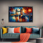 London Tower Bridge Gemälde als Kunstdruck auf Leinwand mit Rahmen – Bild 3