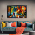 Liebespaar im Regen Gemälde als Kunstdruck auf Leinwand mit Rahmen – Bild 4