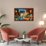 Champs Élysées Arc de Triomphe Paris Frankreich Gemälde als Kunstdruck auf Leinwand mit Rahmen – Bild 6