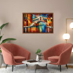 Rialtobrücke in Venedig Gemälde als Kunstdruck auf Leinwand mit Rahmen – Bild 6