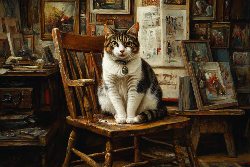 eine katze als lebendiges kunstwerk