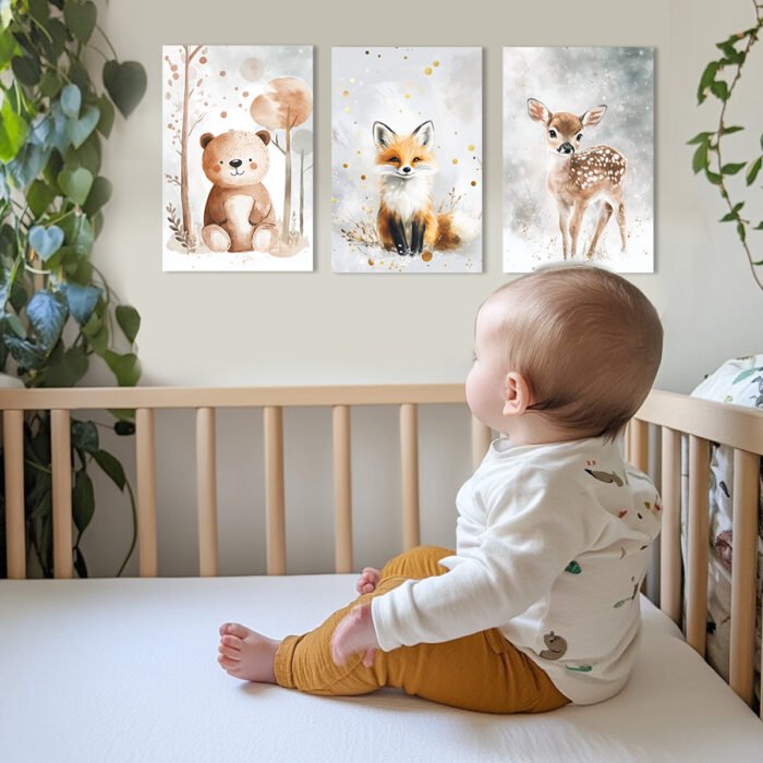 babyzimmer poster 3er set wandbilder für kinderzimmer deko bilder din a4 oder 30x40 cm