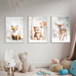 babyzimmer poster 3er set wandbilder für kinderzimmer deko bilder din a4 oder 30x40 cm