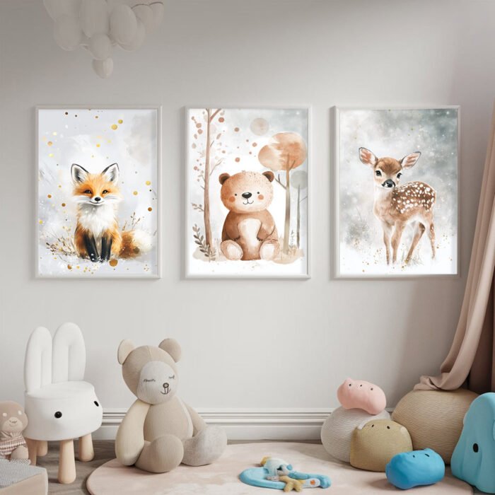 babyzimmer poster 3er set wandbilder für kinderzimmer deko bilder din a4 oder 30x40 cm