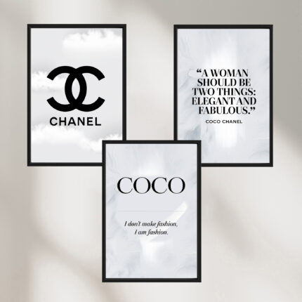 coco chanel bilder 3er set wohnzimmer & schlafzimmer moderne poster zum einrahmen
