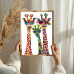 giraffen mit blumenschmuck lustige bilder wohnzimmer schlafzimmer deko tierbilder