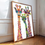 giraffen mit blumenschmuck lustige bilder wohnzimmer schlafzimmer deko tierbilder