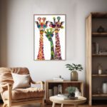 giraffen mit blumenschmuck lustige bilder wohnzimmer schlafzimmer deko tierbilder