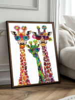 giraffen mit blumenschmuck lustige bilder wohnzimmer schlafzimmer deko tierbilder