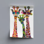 giraffen mit blumenschmuck lustige bilder wohnzimmer schlafzimmer deko tierbilder