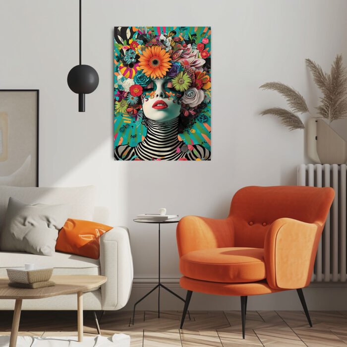 blumenkrone abstraktes leinwandbild wohnzimmer schlafzimmer wanddeko büro