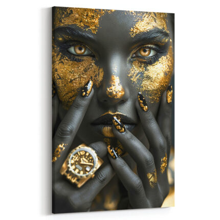 mystische schönheit gold und schwarz vereint leinwandbild wohnzimmer schlafzimmer wanddeko büro (kopie)