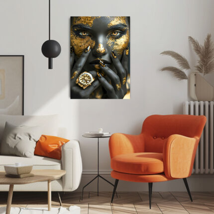 mystische schönheit gold und schwarz vereint leinwandbild wohnzimmer schlafzimmer wanddeko büro (kopie)
